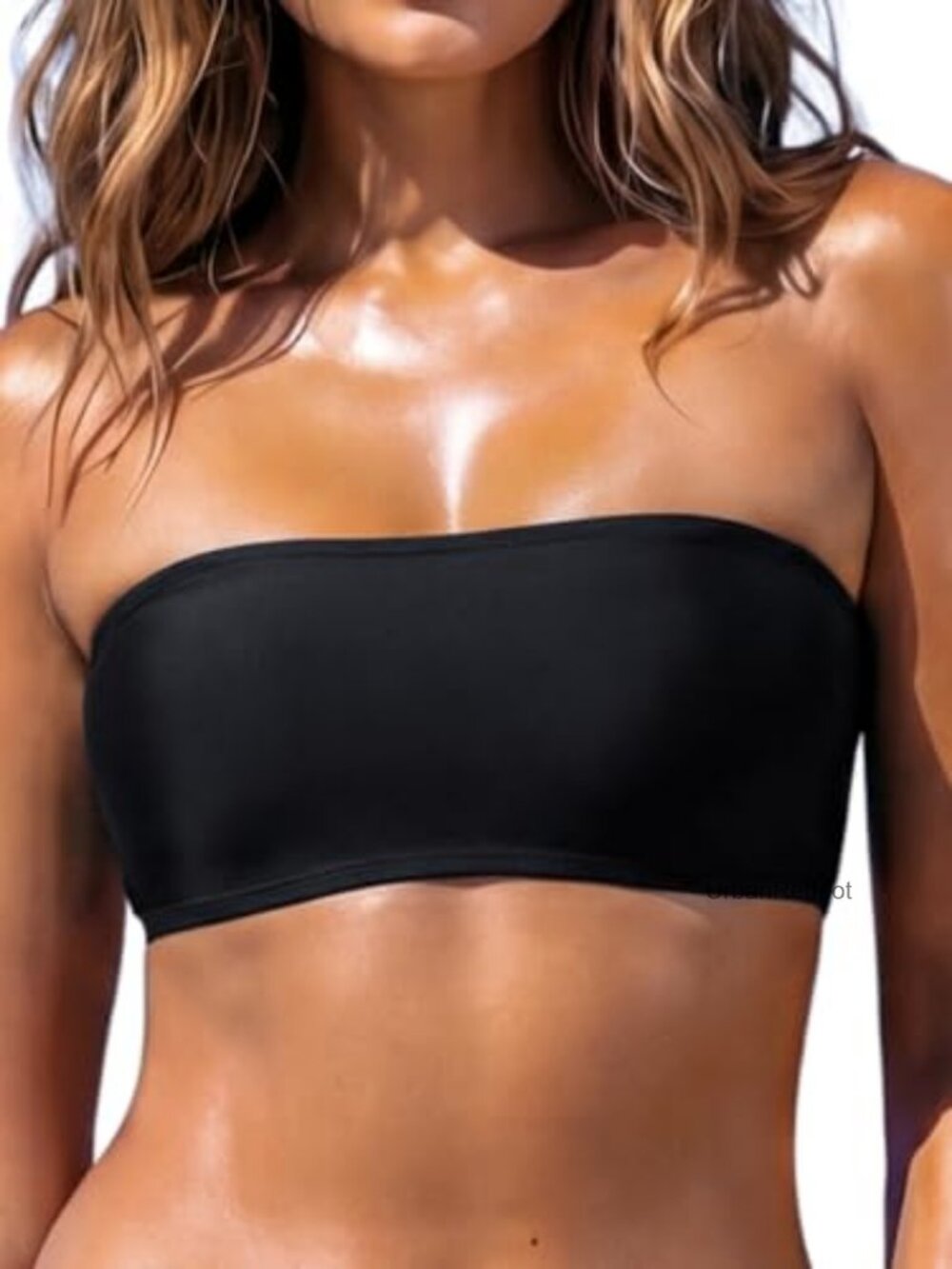 RELLECIGA Strapless Bandeau Bikini Top - Adjustable Lace-Up Back Swimwear